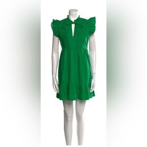 Caroline Constas Emerald Green Ruffled Neck Top